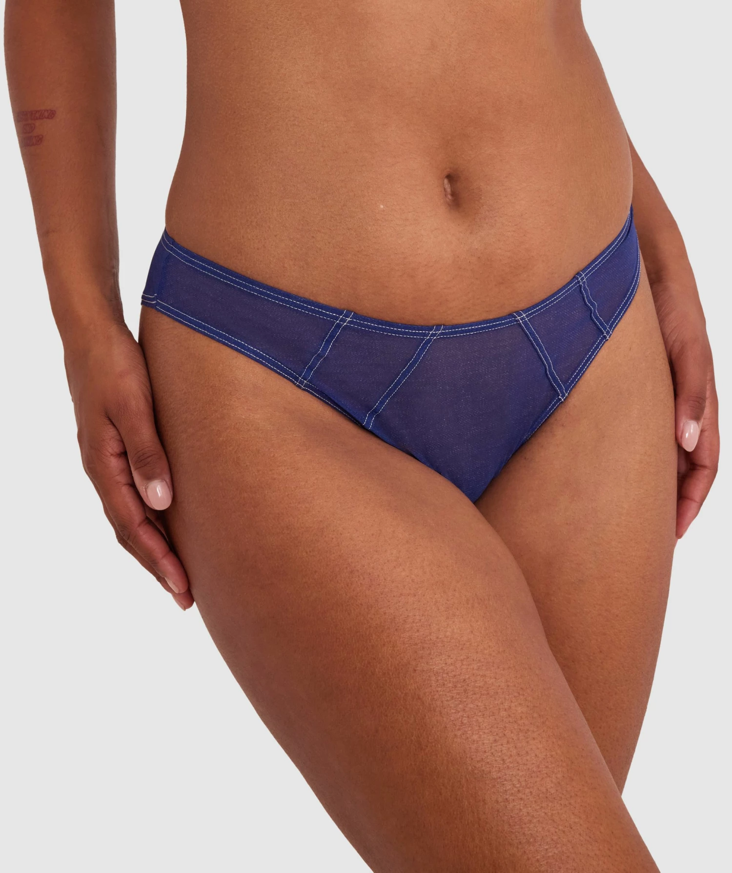 Aaliyah Brazilian Knicker - Navy 1 Aaliyah Brazilian Knicker - Navy