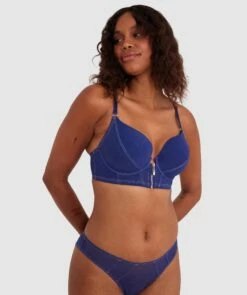 Aaliyah Full Cup Plunge Bra - Navy -BRAS N THINGS Shop aaliyah full cup plunge bra navy 01438302 7