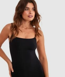 Base Layers Basic Slip Dress - Black