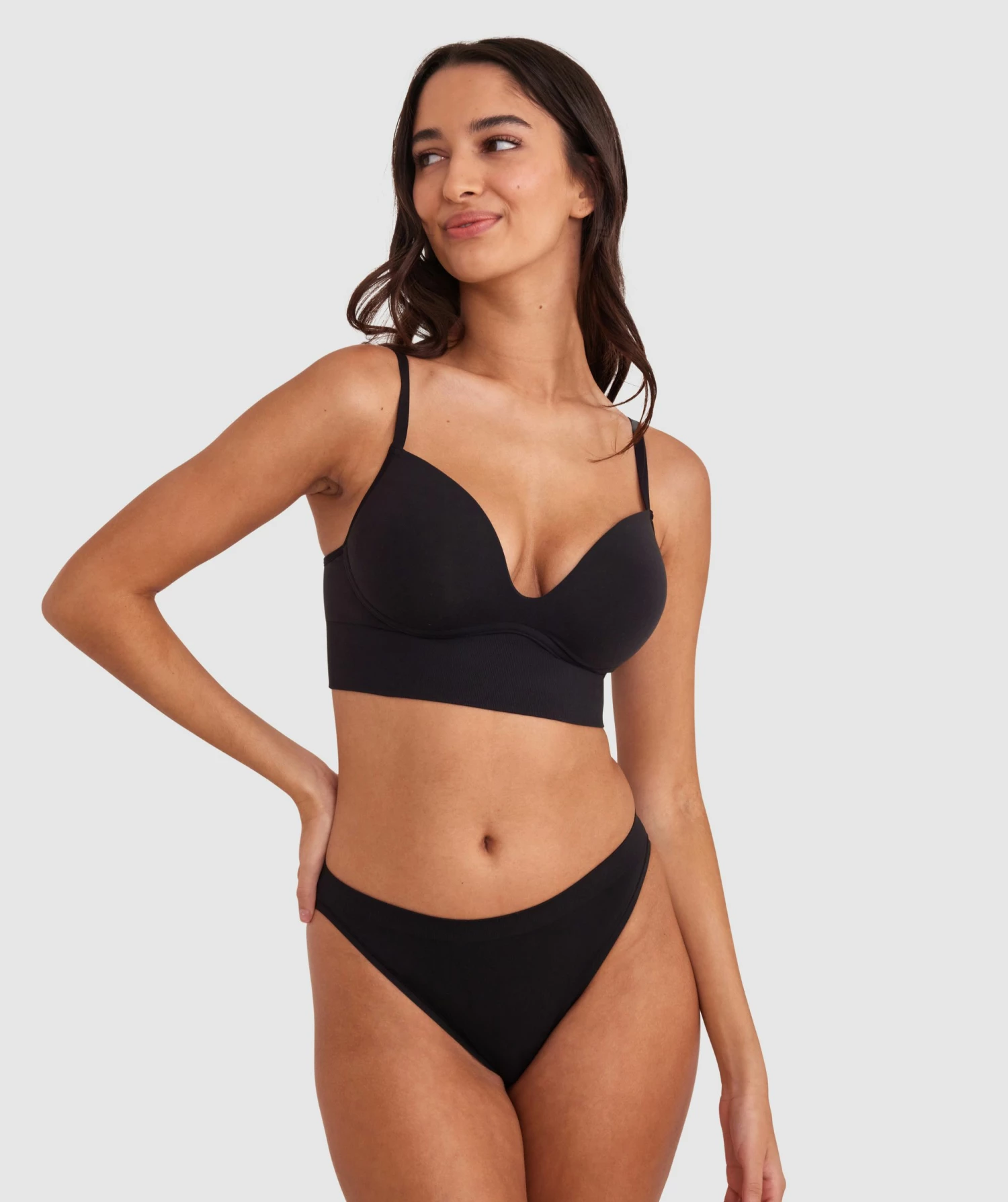 Base Layers Long Line Push Up Bra - Black 3 Base Layers Long Line Push Up Bra - Black - Image 3