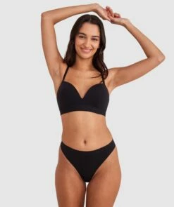 Base Layers Plunge Wirefree Bra - Black -BRAS N THINGS Shop base layers plunge wirefree bra black 01418201 11