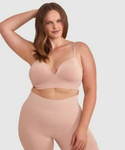 Base Layers Plunge Wirefree Bra - Nude -BRAS N THINGS Shop base layers plunge wirefree bra nude 01418202