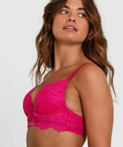 Bella Contour Plunge Bra - Fuchsia Pink -BRAS N THINGS Shop bella contour plunge bra fuchsia pink 01375501 5