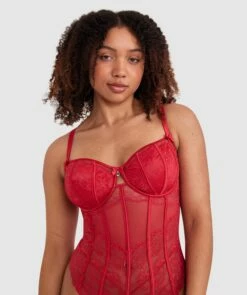 Bethany Underwire Bodysuit - Red 8 Bethany Underwire Bodysuit - Red -BRAS N THINGS Shop bethany underwire bodysuit red 01373904 4
