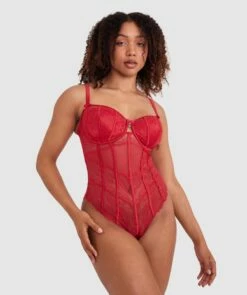 Bethany Underwire Bodysuit - Red 10 Bethany Underwire Bodysuit - Red -BRAS N THINGS Shop bethany underwire bodysuit red 01373904 7