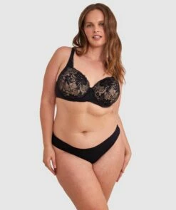 Body Bliss Full Lace Curvy Balconette Bra - Black -BRAS N THINGS Shop body bliss full lace curvy balconette bra black 01116502 5