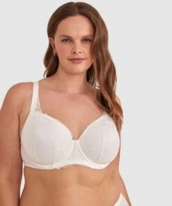 Body Bliss Full Lace Curvy Balconette Bra - Ivory -BRAS N THINGS Shop body bliss full lace curvy balconette bra ivory 01116501 1