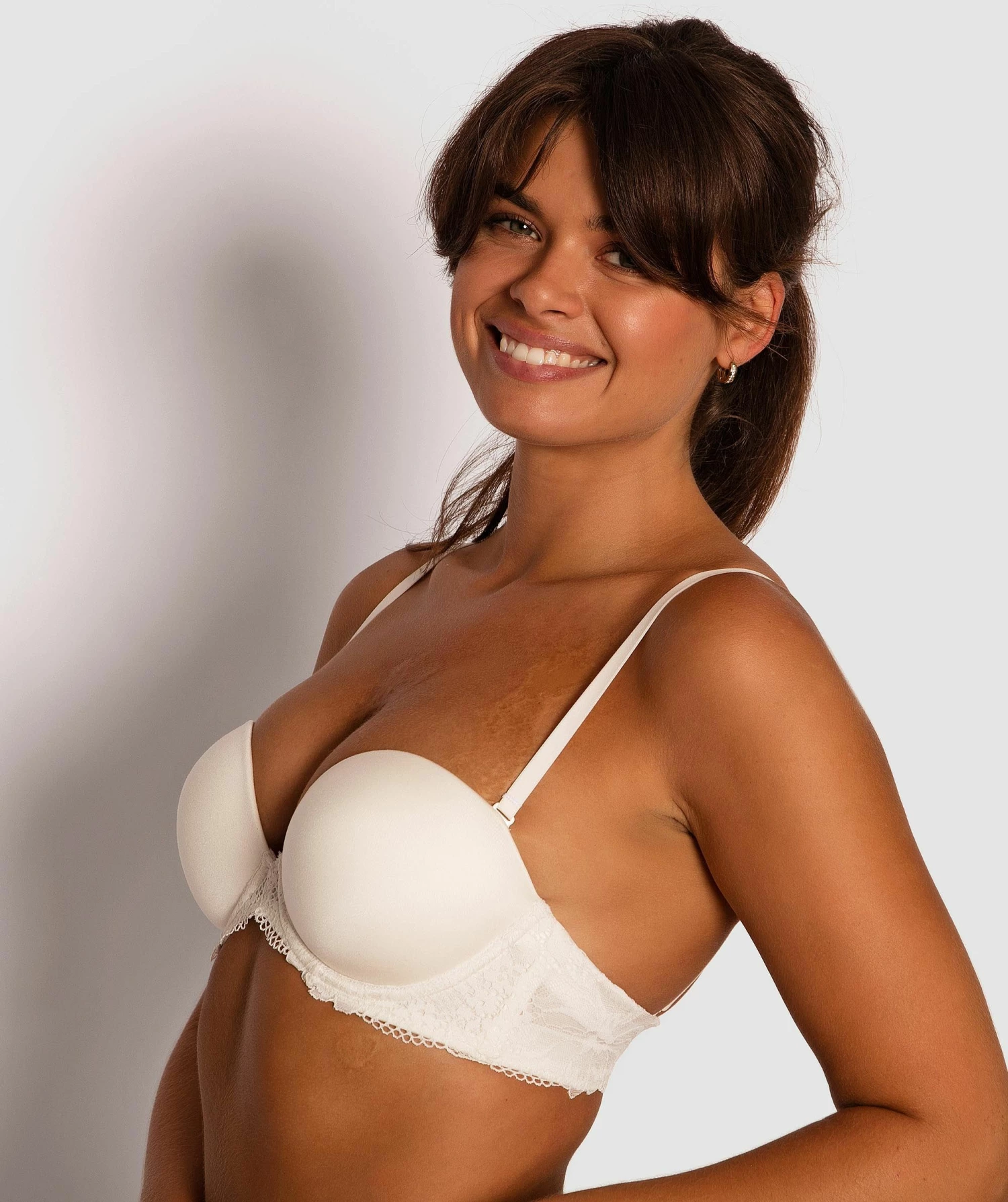 Body Bliss Lace Strapless Push Up Bra - Ivory 1 Body Bliss Lace Strapless Push Up Bra - Ivory