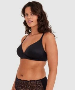 Body Bliss Wirefree Bra With Hook And Eye - Black -BRAS N THINGS Shop body bliss wirefree bra with hook and eye black 00628901 1