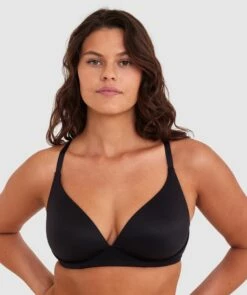 Body Bliss Wirefree Bra With Hook And Eye - Black -BRAS N THINGS Shop body bliss wirefree bra with hook and eye black 00628901