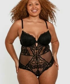 Breeze Contour Plunge Bodysuit - Black 9 Breeze Contour Plunge Bodysuit - Black -BRAS N THINGS Shop breeze contour plunge bodysuit black 01410401