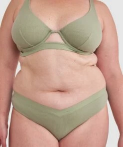 Chill High Leg Brazilian Knicker - Khaki