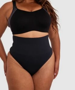 Cooling Seamfree High Waist V-String - Black