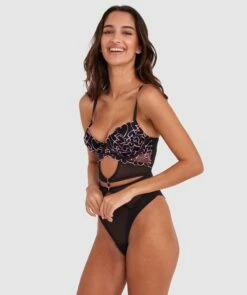 Demi Push Up Bodysuit - Black -BRAS N THINGS Shop demi push up bodysuit black 01477601 7