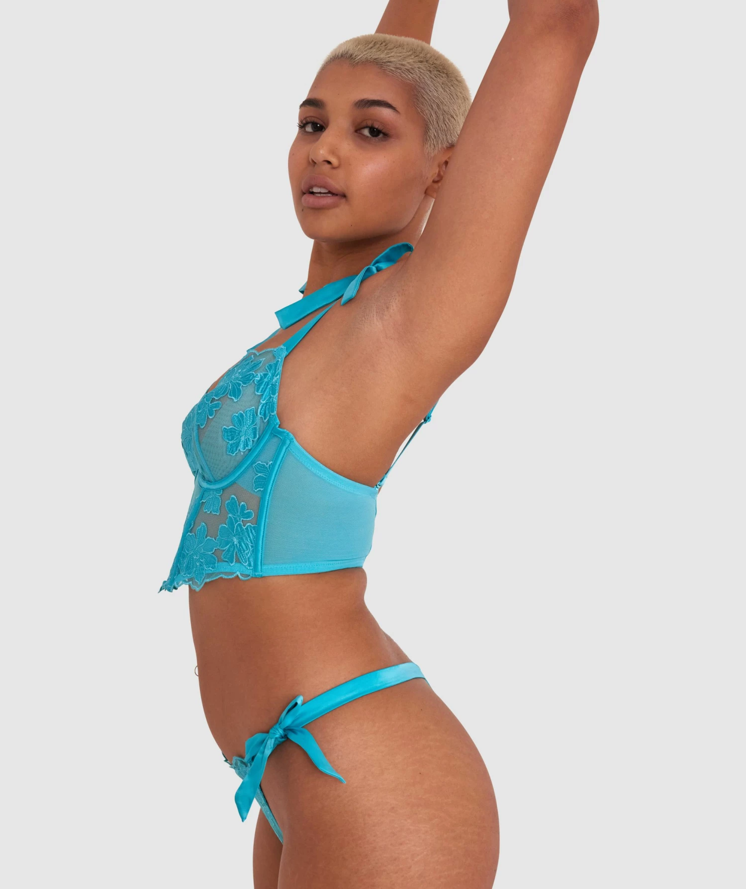 Enchanted Buy Yourself Flowers Plunge Underwire Bra - Aqua 2 Enchanted Buy Yourself Flowers Plunge Underwire Bra - Aqua - Image 2