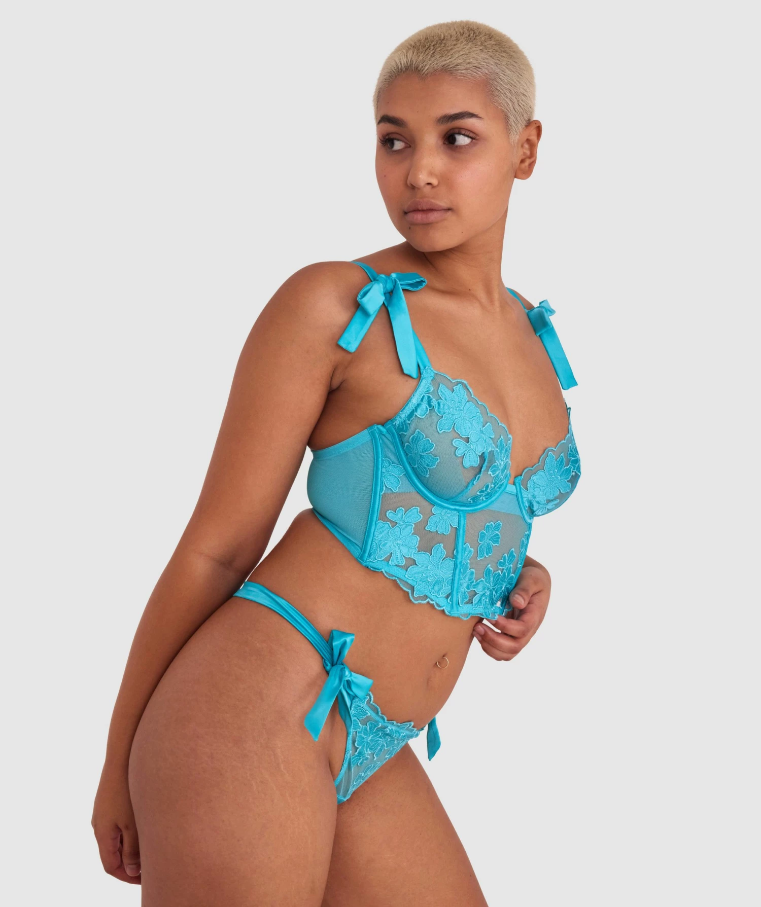 Enchanted Buy Yourself Flowers V String - Aqua 2 Enchanted Buy Yourself Flowers V String - Aqua - Image 2