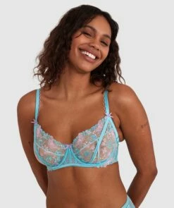 Enchanted Mariposa Full Cup Bra - Aqua