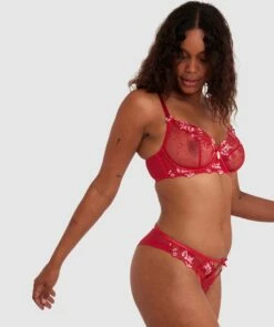 Enchanted Sakura Brazilian Knicker - Red -BRAS N THINGS Shop enchanted sakura brazilian knicker red 01448001 9
