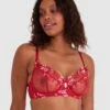 Enchanted Sakura Full Cup Bra - Red
