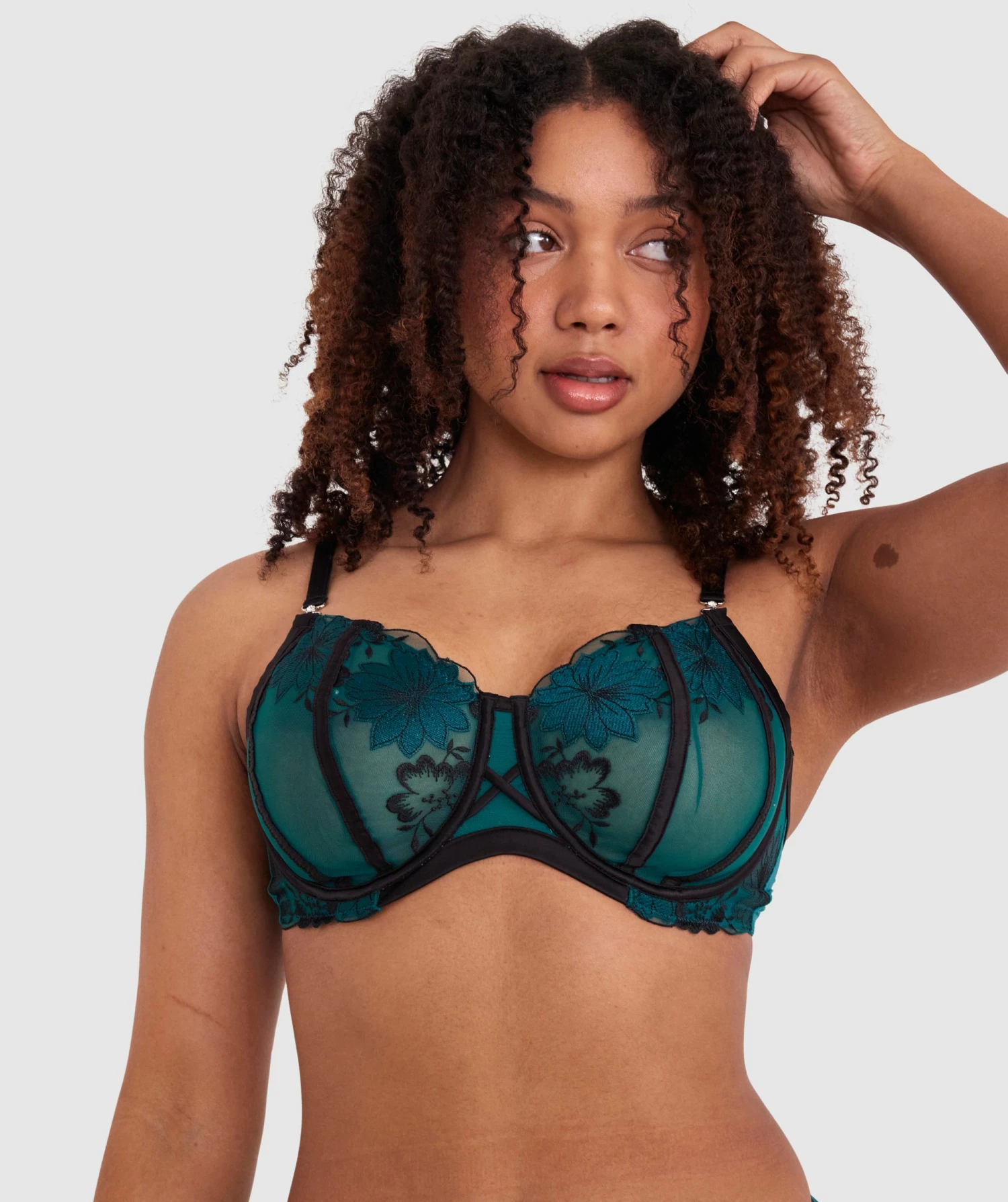 Evie Curvy Underwire Bra - Dark Green 2 Evie Curvy Underwire Bra - Dark Green - Image 2