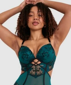 Evie Push Up Bodysuit - Dark Green 9 Evie Push Up Bodysuit - Dark Green -BRAS N THINGS Shop evie push up bodysuit dark green 01449102 11