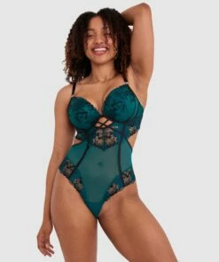 Evie Push Up Bodysuit - Dark Green 8 Evie Push Up Bodysuit - Dark Green -BRAS N THINGS Shop evie push up bodysuit dark green 01449102 9