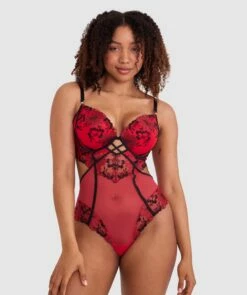 Evie Push Up Bodysuit - Red -BRAS N THINGS Shop evie push up bodysuit red 01449101 11
