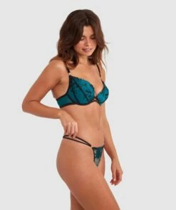 Evie Push Up Bra - Dark Green -BRAS N THINGS Shop evie push up bra dark green 01451702 9