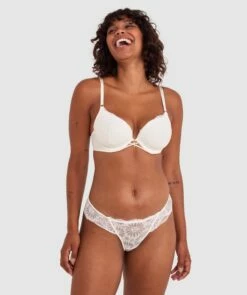 Floriane Contour Plunge Bra - Ivory -BRAS N THINGS Shop floriane contour plunge bra ivory 01478102 2