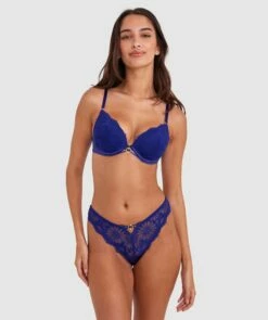 Floriane Contour Plunge Bra - Navy -BRAS N THINGS Shop floriane contour plunge bra navy 01478103 2