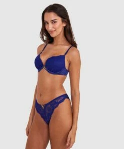 Floriane Contour Plunge Bra - Navy -BRAS N THINGS Shop floriane contour plunge bra navy 01478103 4