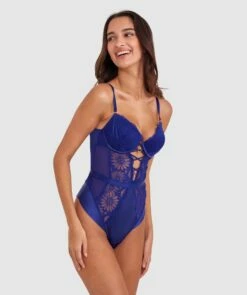 Floriane Push Up Bodysuit - Navy -BRAS N THINGS Shop floriane push up bodysuit navy 01478601 3