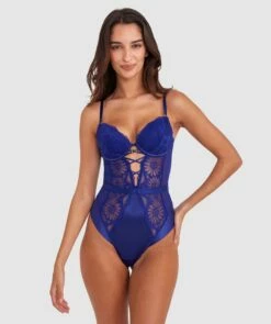 Floriane Push Up Bodysuit - Navy -BRAS N THINGS Shop floriane push up bodysuit navy 01478601 4