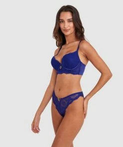 Floriane Push Up Bra - Navy -BRAS N THINGS Shop floriane push up bra navy 01478401 2