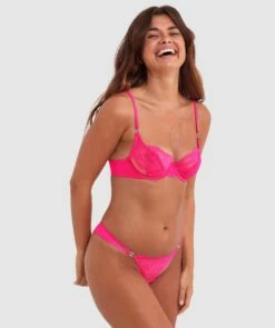 Inez Underwire Balconette Bra - Pink -BRAS N THINGS Shop inez underwire balconette bra pink 01409301