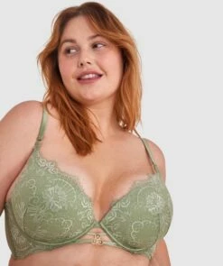 Ingrid Contour Plunge Longline Bra - Khaki -BRAS N THINGS Shop ingrid contour plunge longline bra khaki 01279104 17