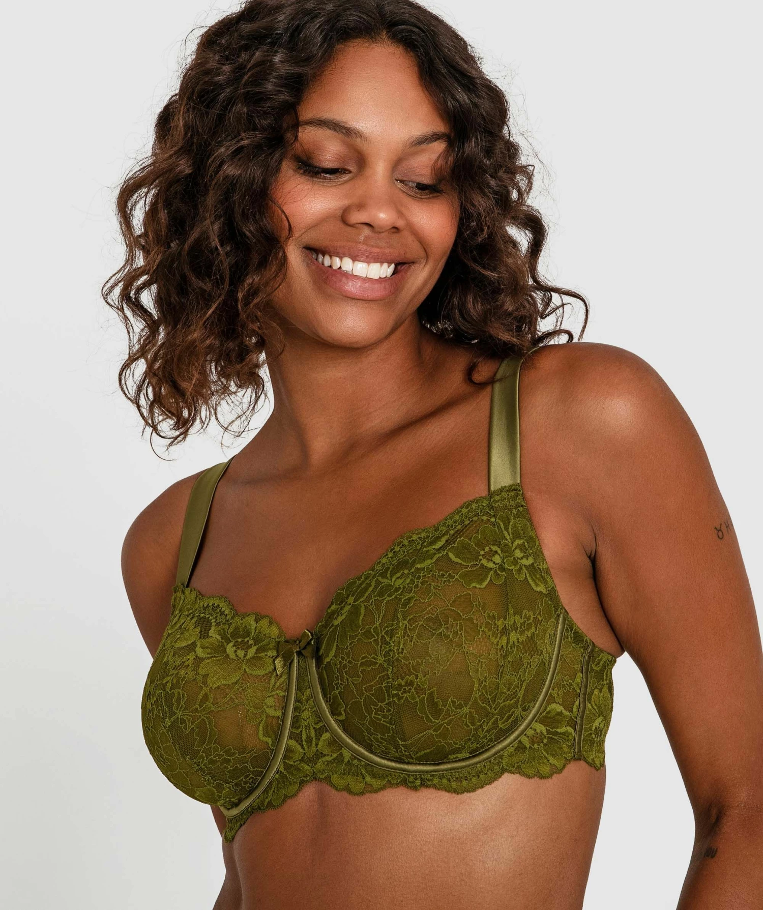Kaylee Curvy Underwire Bra - Khaki 2 Kaylee Curvy Underwire Bra - Khaki - Image 2