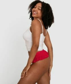 Lovely Skirted V String - Red -BRAS N THINGS Shop lovely skirted v string red 01347101 4