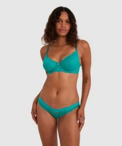 Luxe Lace Bikini Brief - Dark Green