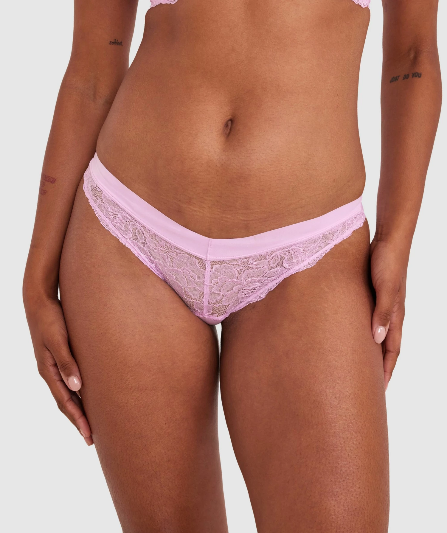 Luxe Lace Bikini Brief - Pink 2 Luxe Lace Bikini Brief - Pink - Image 2