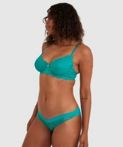 Luxe Lace Underwire Bra - Dark Green -BRAS N THINGS Shop luxe lace underwire bra dark green 01487202 4