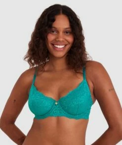 Luxe Lace Underwire Bra - Dark Green
