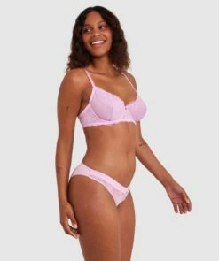 Luxe Lace Underwire Bra - Pink -BRAS N THINGS Shop luxe lace underwire bra pink 01487201 6