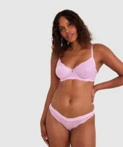 Luxe Lace Underwire Bra - Pink -BRAS N THINGS Shop luxe lace underwire bra pink 01487201 7