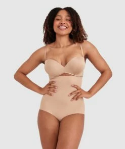 Microfibre High Waist Brief - Nude
