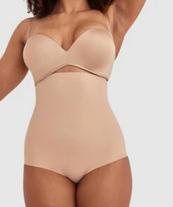 Microfibre High Waist Brief - Nude -BRAS N THINGS Shop microfibre high waist brief nude 00492601 5