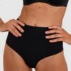 Microfibre High Waist V String Knicker - Black