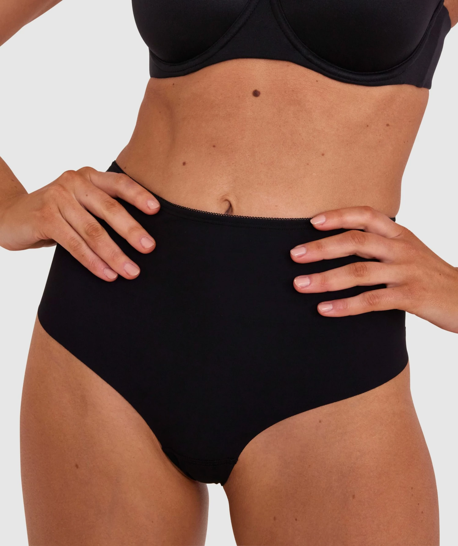 Microfibre High Waist V String Knicker - Black 1 Microfibre High Waist V String Knicker - Black
