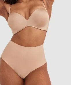 Microfibre High Waist V String Knicker - Nude