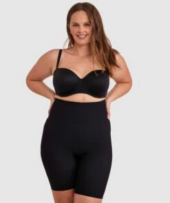 Microfibre Thigh Shaper - Black -BRAS N THINGS Shop microfibre thigh shaper black 00492802 1